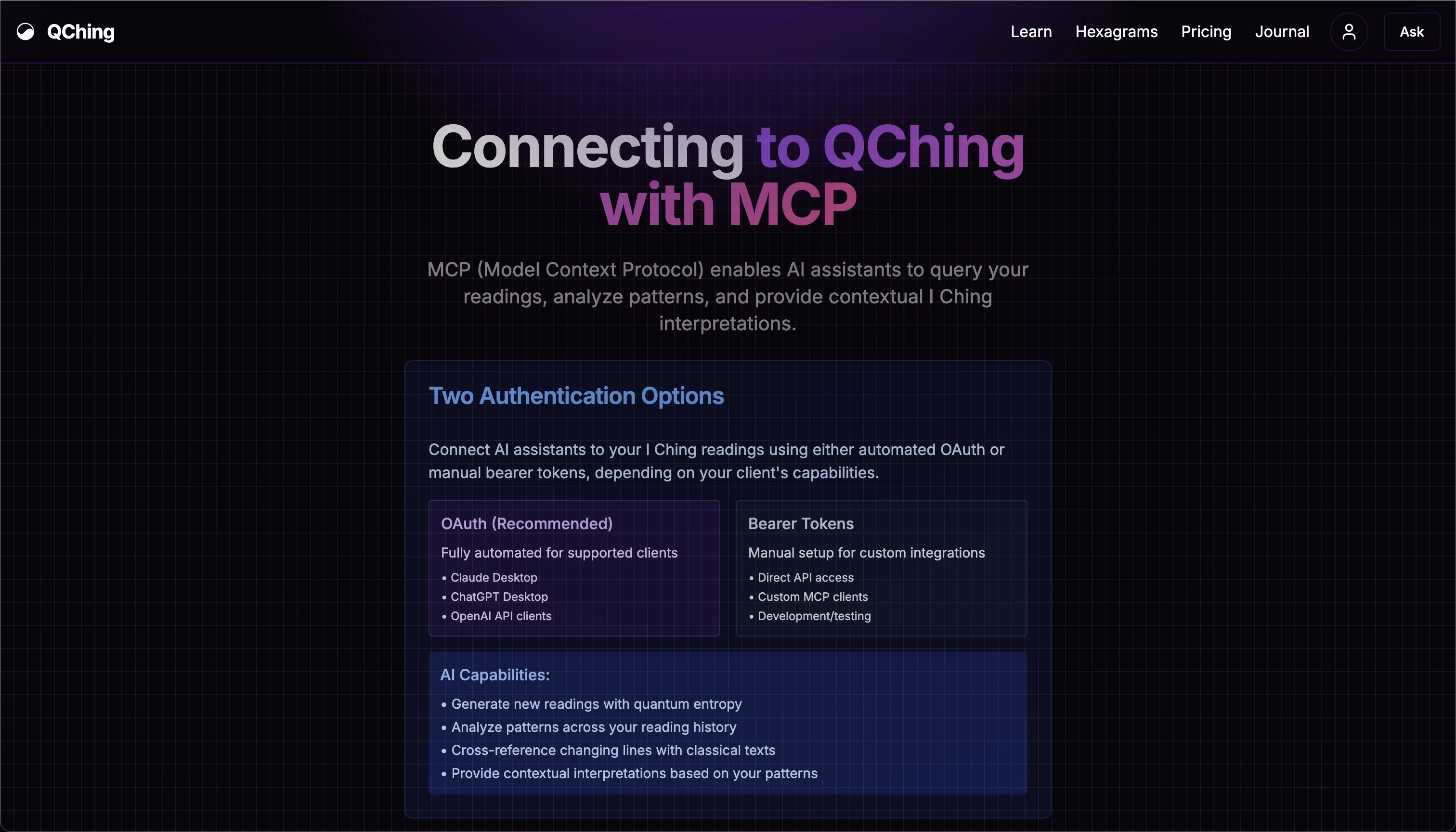QChing MCP server integration